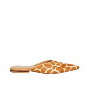 NEW SARAH STEWART women's mabrey giraffe leather slip on shoes in amber